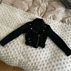 Aritzia Talula Black Suede Morton Motorcycle Jacket